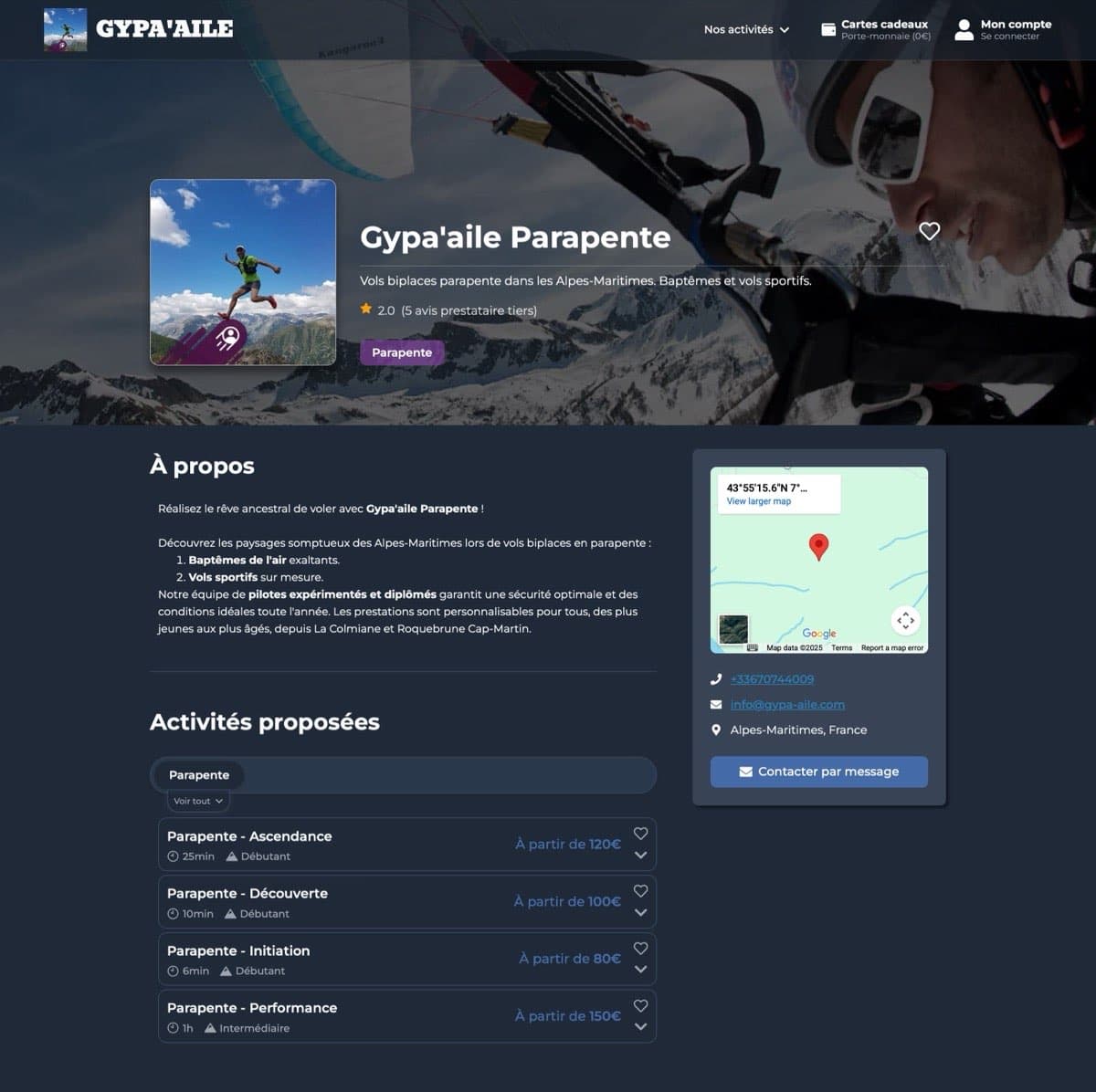 Exemple de site web Booktin